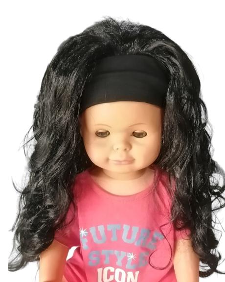 Čierna parochňa - vlnité dlhé vlasy,