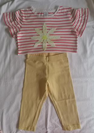 Set - tričko s margarétkou a 3/4-vé capri legíny, lindex,104