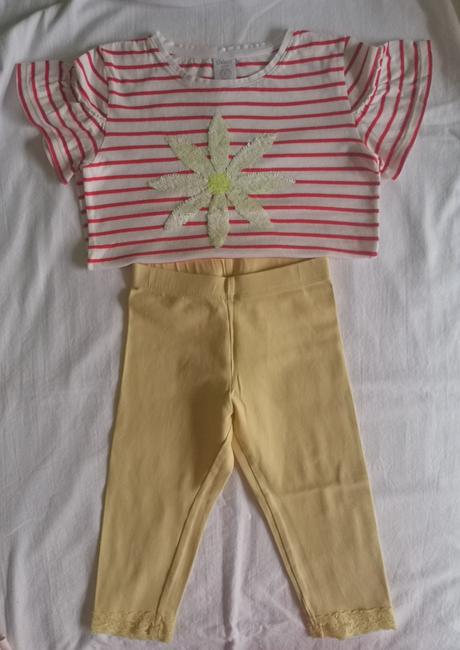 Set - tričko s margarétkou a 3/4-vé capri legíny, lindex,104