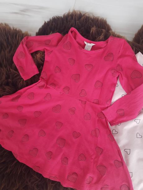 2x detské srdiečkavé šaty h&m 98/104, h&m,98