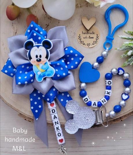 Šnúrka na cumlik a mašla na kočík disney,