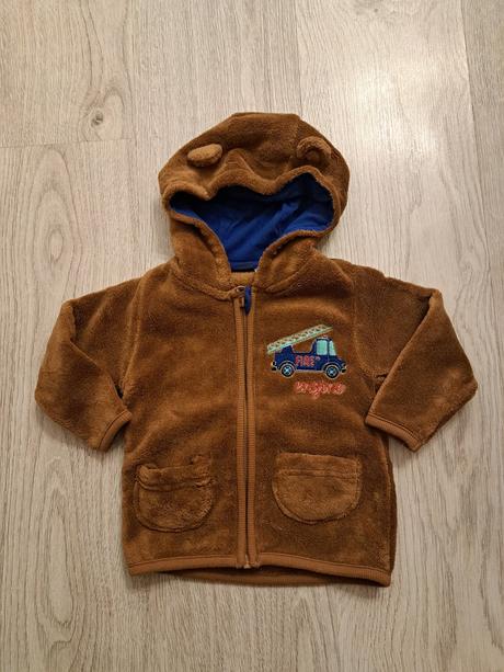 Hnedá plyšová mikina na zips pre chlapca, lupilu,74
