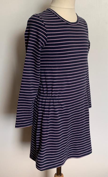 Benetton tmavomodré šaty s ružovým pruhom, benetton,152