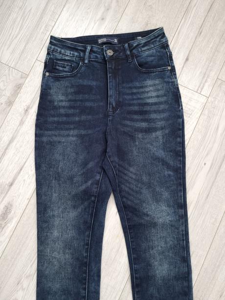 Tmavé skinny džínsy s vysokým pásom, denim,36