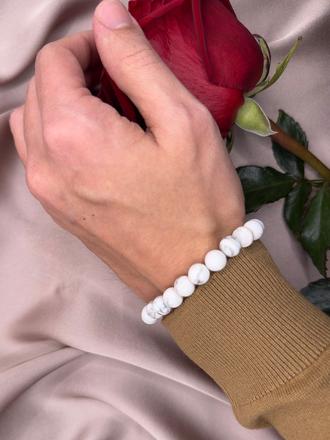 Unisex náramok z bieleho howlitu,