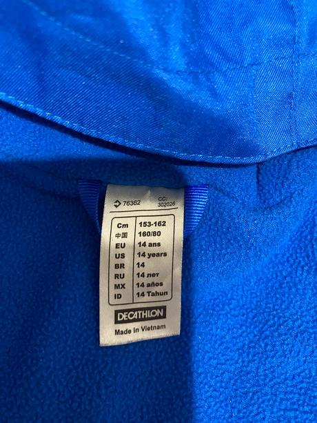 Lyziarska bunda a mikina, decathlon,158