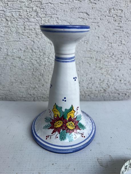 Vianocny zimny keramicky rucne malovany svietnik c, 