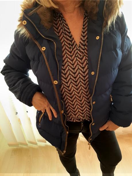 Dámska zimna bunda s kožušinou, xl