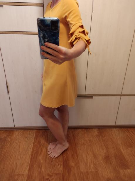 Horčicové šaty, 34 / 36 / s / xs