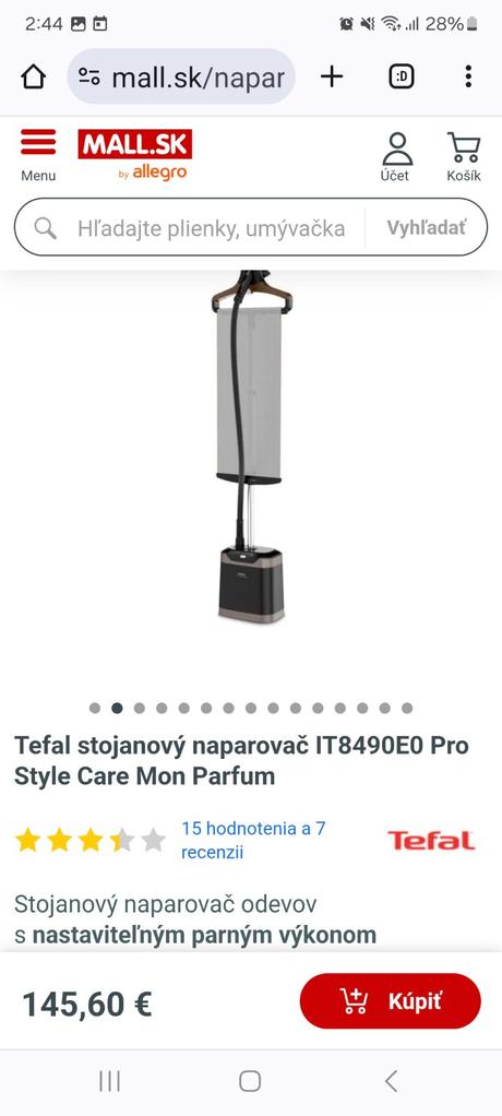 Naparovač odevov žehlička, tefal