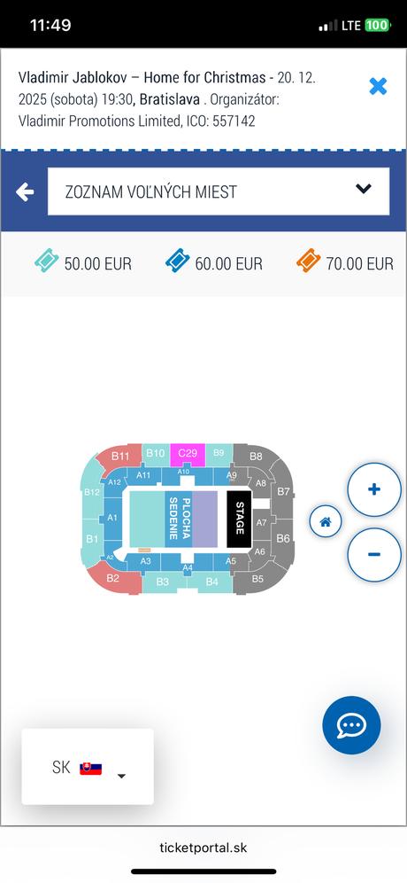 Vstupenky na vianočný koncert 2 ks,