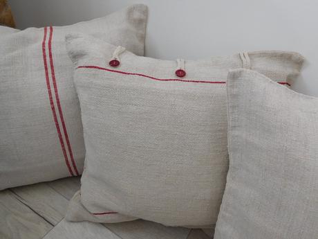 Vankúše z ľanového plátna , obrus starodávny, 