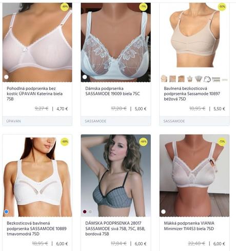 Nevystužené podprsenky zo zruš. eshopu rôzne, 70b - 100b