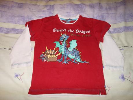 Červené tričko h&m 92 s drakom, h&m,92