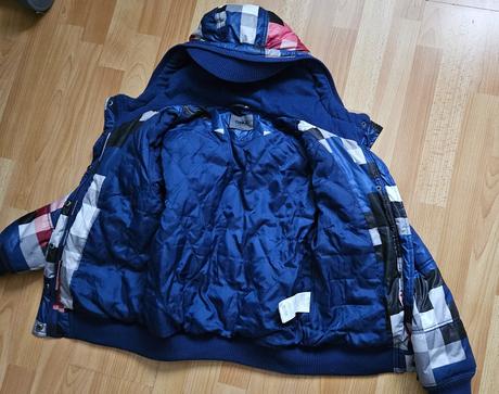 Detska modra zimna bunda s kapucnou, 