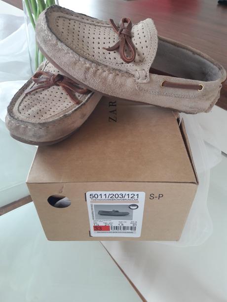 Mokasiny z brusenej koze 2x pouzite, zara,33