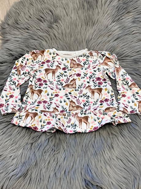Dievčenské tričko s volánom a vzorom (68-74), tu,68