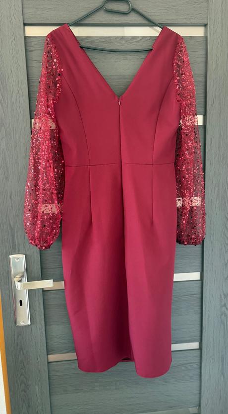 Midi bordové šaty, l