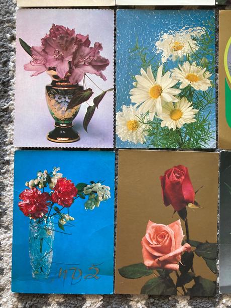 Retro pohľadnice kvety a mdž 80-90te roky, 