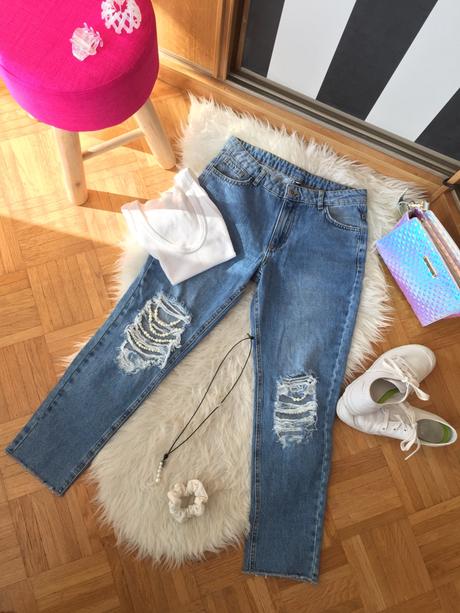 Perlickove potrhane rifle, calzedonia,xs