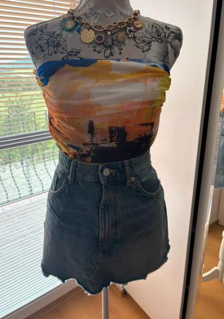 Svetlomodrá riflova minisukna zara - veľkosť xl, zara,xl