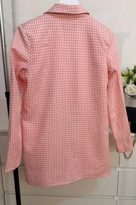 Ružové kárované sako heartbreak trendy gingham, 36