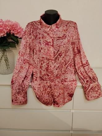Zara saténová vzorovaná košeľa - elegantná ružová, zara,xl