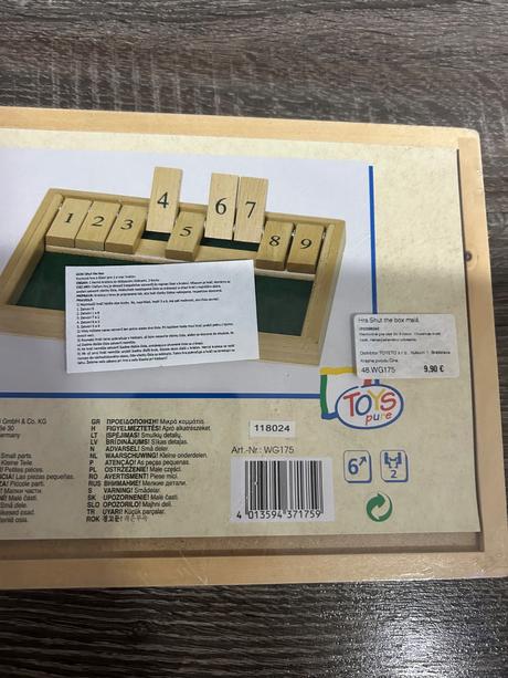Toys pure - hra shut the box mala,