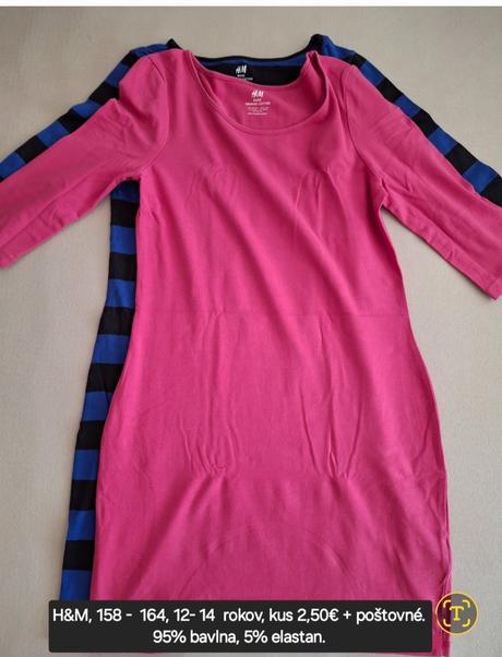 Dievčenské h&m bavlnené šaty., h&m,164