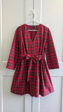 Červené kárované šaty zara, zara,m