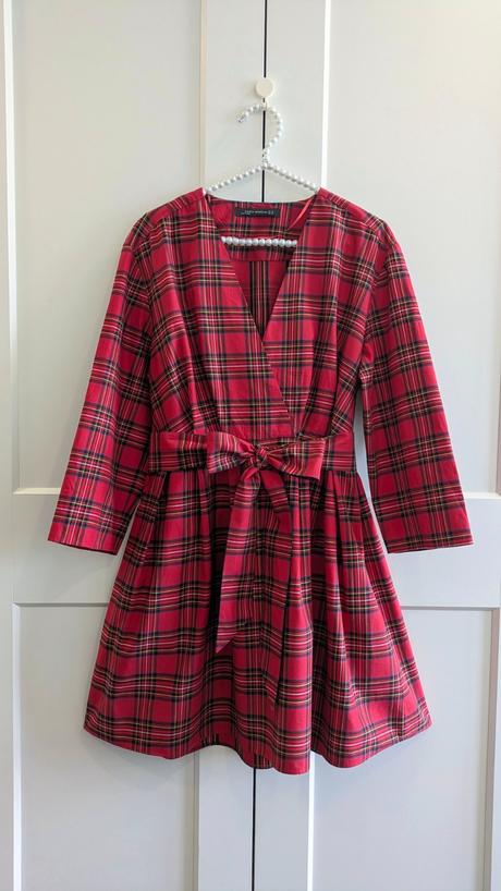 Červené kárované šaty zara, zara,m