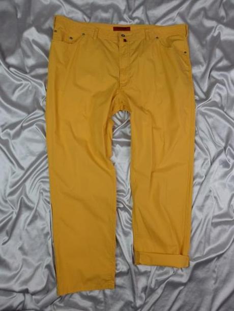 Luxusné žlté pánske nohavice, pierre cardin,xxl