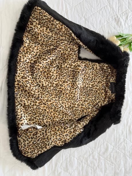 Luxusná čierna kožušinová vesta, gate,s