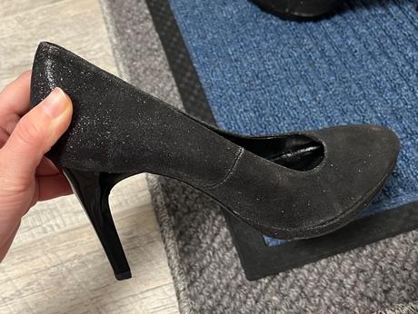 Čierne trblietavé lodičky, 37