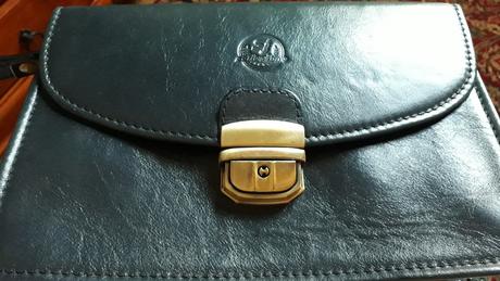 Petrolejová kožená clutch kabelka,