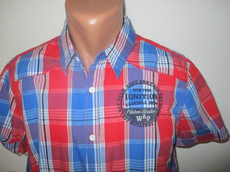 Pánska modro/červená kockovaná košeľa, veľkosť m, south,m