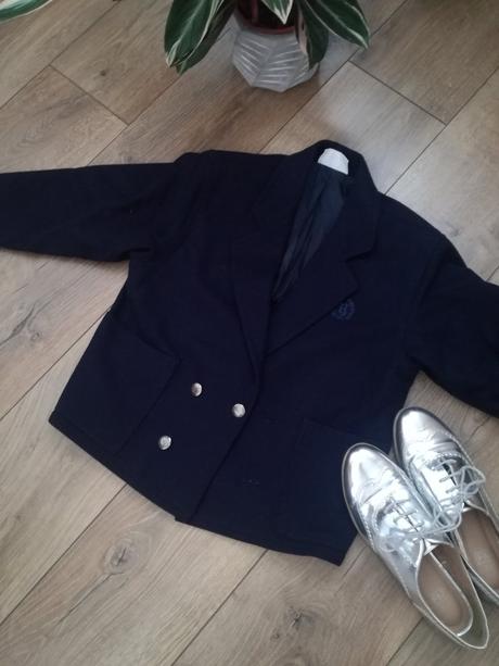 Tmavomodre vintage sako, s