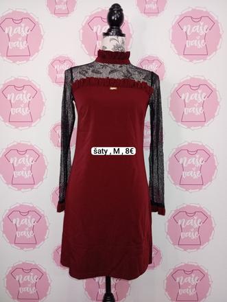 Bordove šaty s čipkou, m