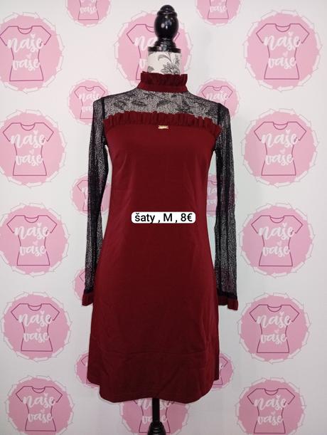 Bordove šaty s čipkou, m