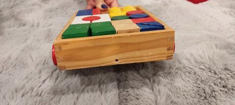 Drevená stavebnica s vozíkom, 