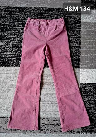 Menčestrové nohavice h&m 134 fialovoružové, h&m,134