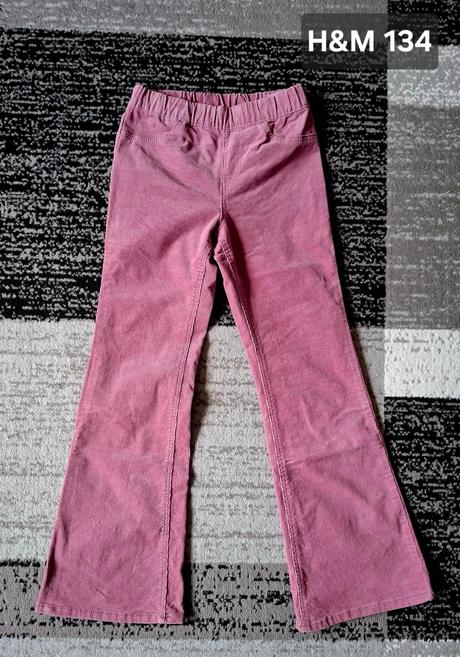 Menčestrové nohavice h&m 134 fialovoružové, h&m,134