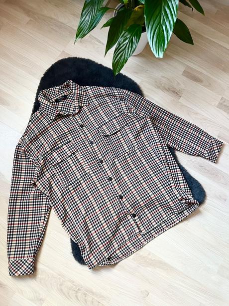 Bershka kockovaná oversize košeľa, bershka,s
