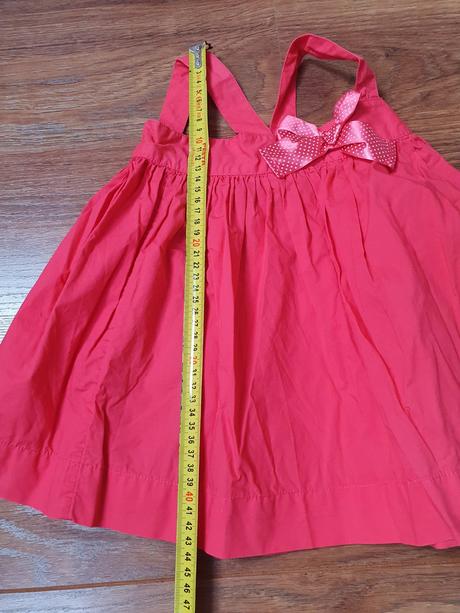 B964 šatičky, červené, mašlička, benetton,80