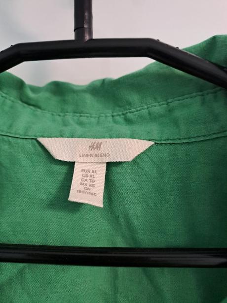 H&m smaragdová košeľa ľan, h&m,xl