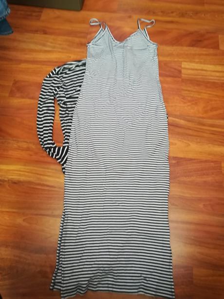 Šaty + tričko veľ. l  bielomodrý pásikavý set, l