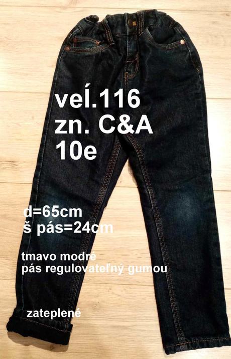 Zateplené rifle, veĺ.116, zn. lupilu, c&a,116