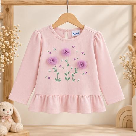 Dievčenská ružová blúzka newness kids s 3d kvetmi, 68 / 80 / 86 / 92
