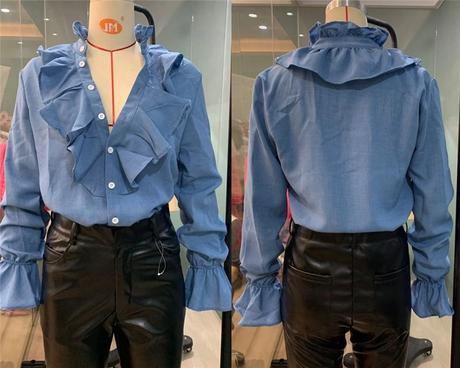 Modra bluzka s volanikmi, l / m / s