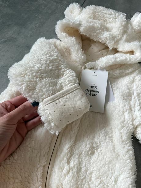 Plyšový teplý overal macko, h&m,62